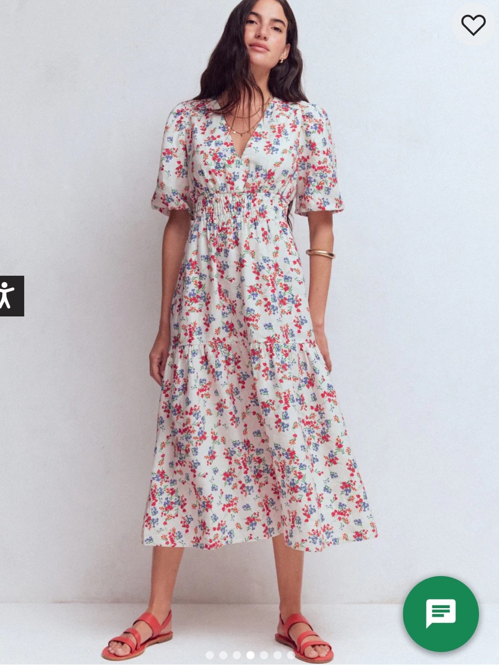 Boden Irene Linen Midi Dress US 20-22 Long Ivory Bloom Scatter floral print NWT